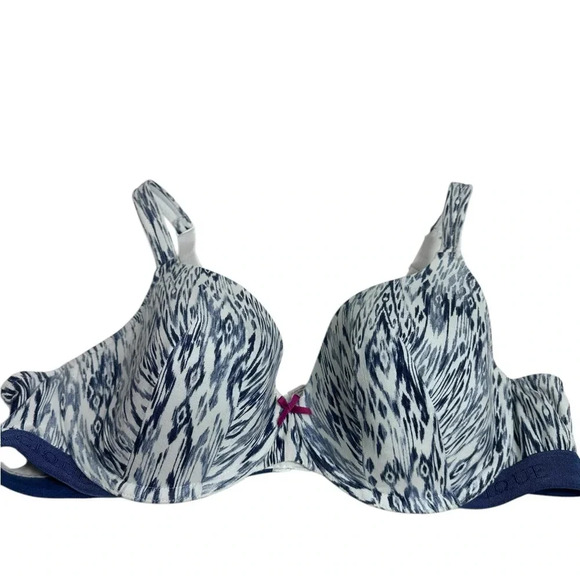 Cacique blue and white print lightly lined t-shirt bra size 44C - Picture 2 of 10